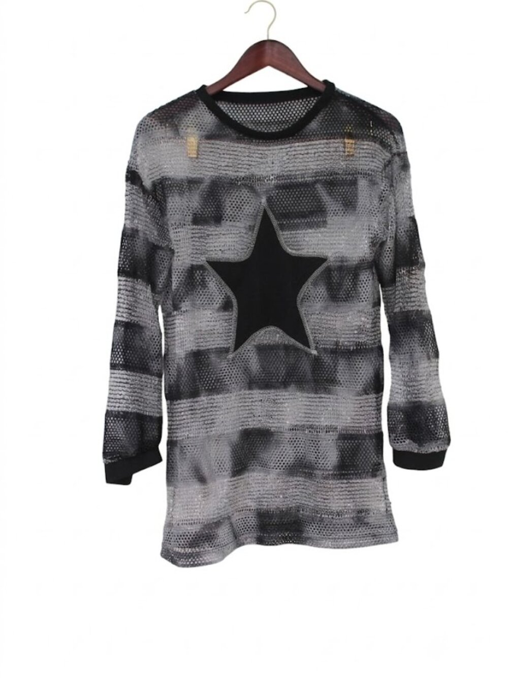 SHEIN Grunge Mesh Star Long Sleeve Top medium/ large